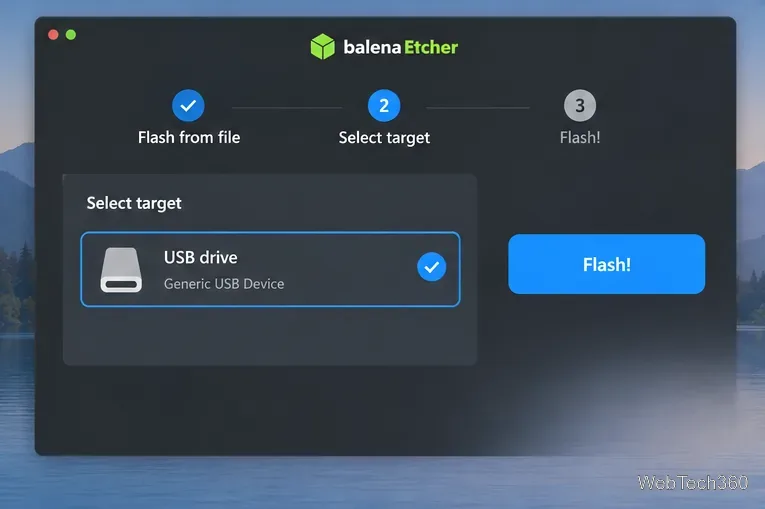 Seleção do alvo de gravação com uma unidade USB selecionada