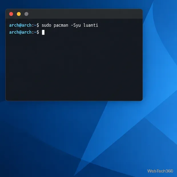 Arch Linux terminal command to update packages and install Luanti from Extra