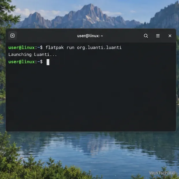 Linux terminal showing the Flatpak command used to launch Luanti
