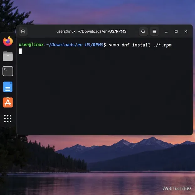 Install the local RPM packages from the RPMS directory with Fedora’s DNF package manager.