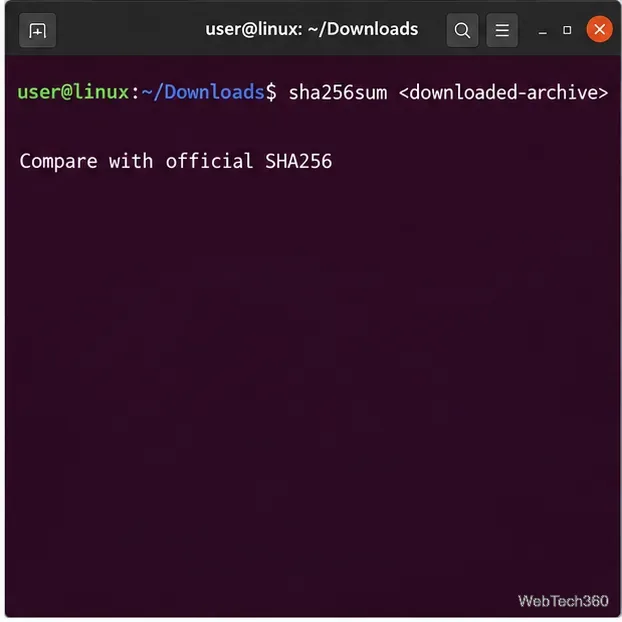 Run sha256sum on the downloaded OpenOffice archive, then compare its result with the official SHA256 value.