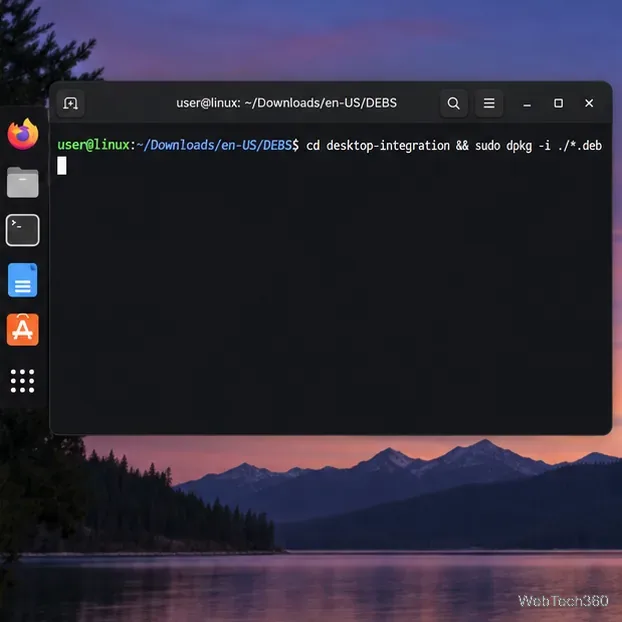 Install the DEB desktop integration package from the desktop-integration subfolder.