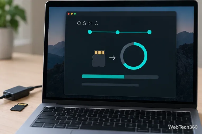 The OSMC installer writing its boot files to a microSD card