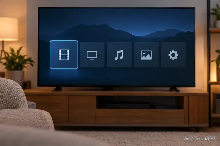 The OSMC media-center home screen displayed on a television