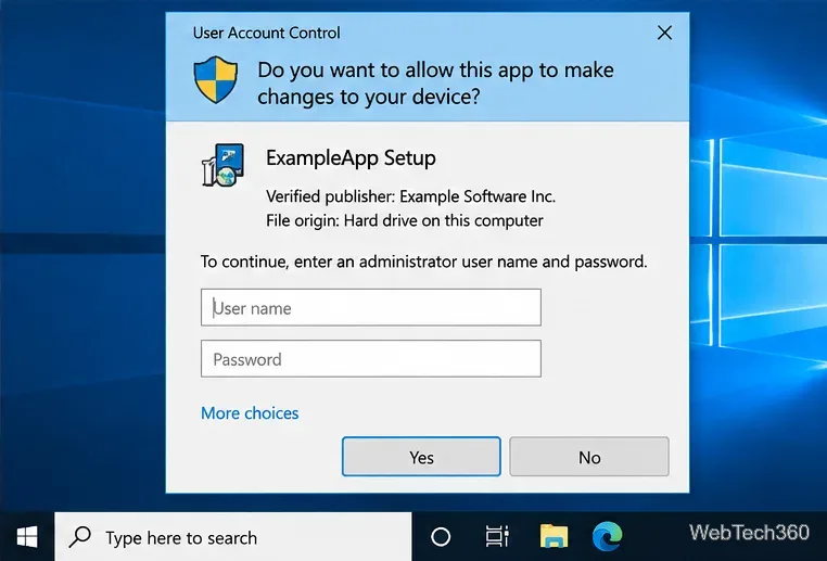 Иллюстрация из Windows 10, демонстрирующая запрос учетных данных администратора для установщика.