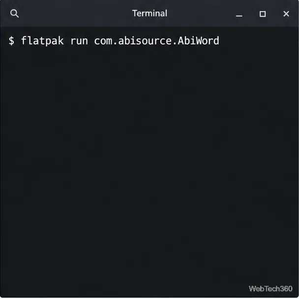 Linux terminal launching AbiWord with flatpak run