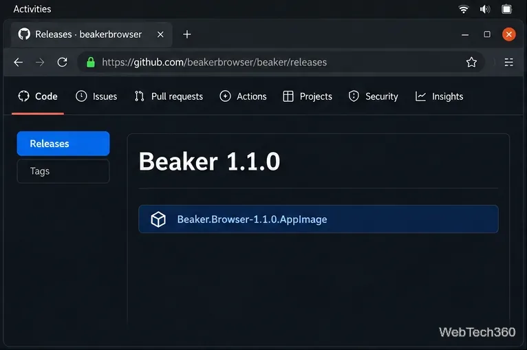 Comment installer le navigateur Beaker sous Linux avec une image AppImage
