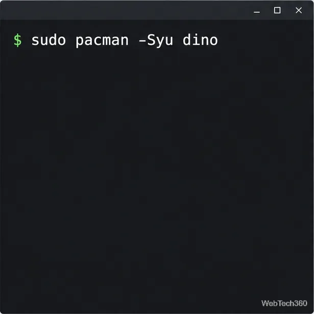 Arch Linux terminal command to update packages and install dino.