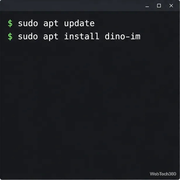 Ubuntu and Debian terminal commands to refresh APT and install dino-im.