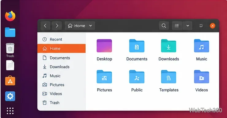 Linux file manager using a colorful flat icon style after an icon theme change