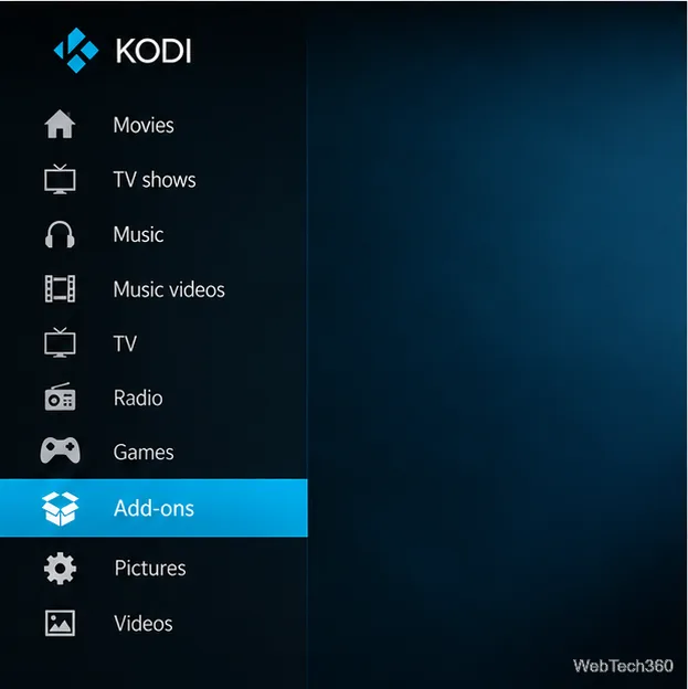Главная страница Kodi с выделенными дополнениями.