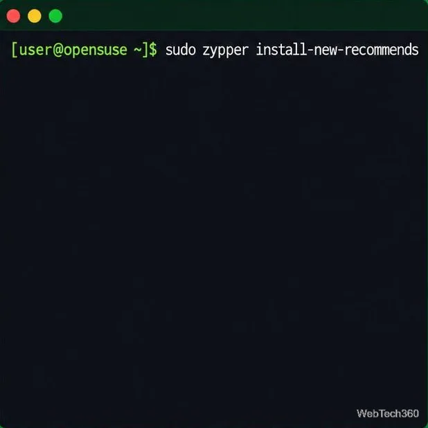 Terminal do openSUSE mostrando o comando `zypper install-new-recommends` após a configuração do repositório NVIDIA.