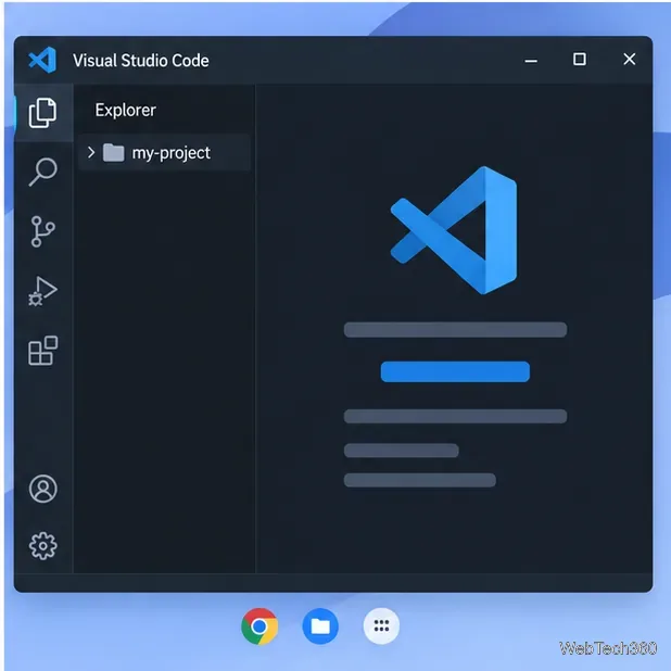 На компьютере Chromebook открыто приветственное окно Visual Studio Code.