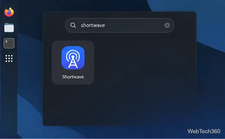 Risultato della ricerca del launcher di applicazioni Linux etichettato Shortwave.