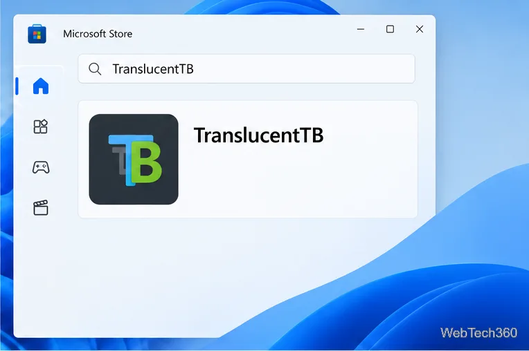 Resultado da pesquisa na Microsoft Store mostrando o nome do aplicativo TranslucentTB
