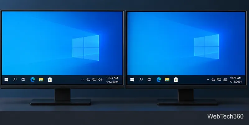 Due monitor con barre delle applicazioni visibili lungo il bordo inferiore di ciascuno schermo
