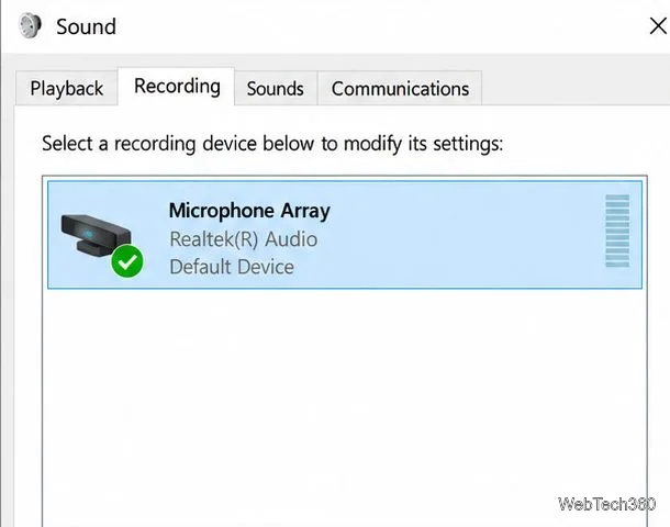 Classic Windows Sound dialog on the Recording tab with Microphone Array selected