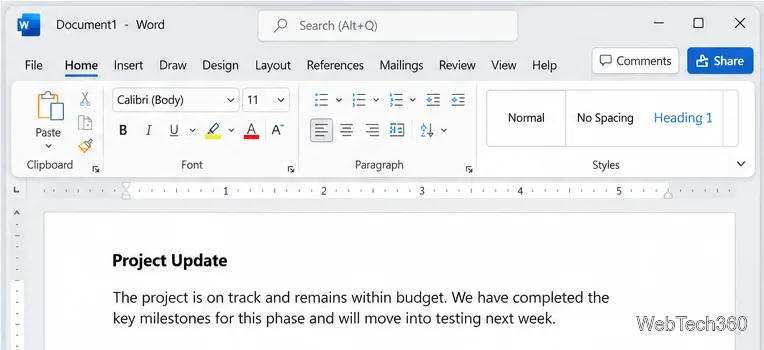 Un document Word avec un titre en gras et des paragraphes utilisant la mise en forme propre au document.