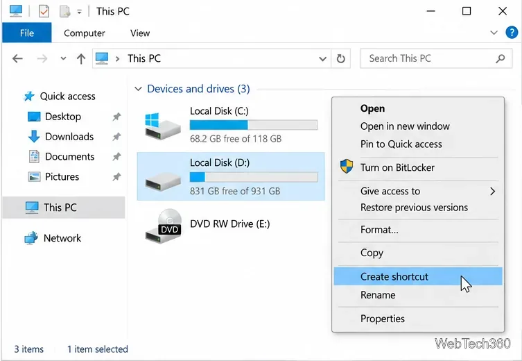 Как закрепить диск на панели задач в Windows 10