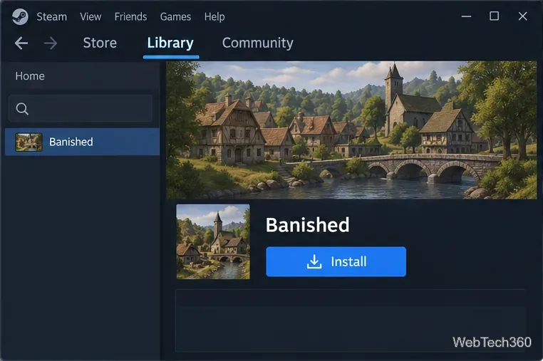 ابحث عن لعبة Banished في متجر Steam وستظهر لك النتيجة المطابقة.