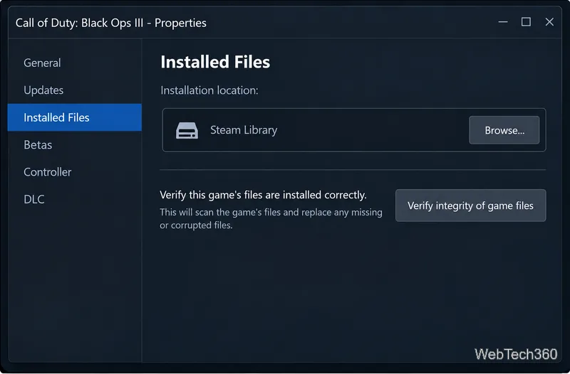 Nella scheda Proprietà dei file installati di Steam è presente il pulsante Verifica integrità dei file di gioco.