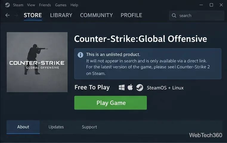 Pagina del negozio Steam per l'applicazione non elencata Counter-Strike Global Offensive su Linux
