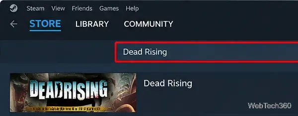 Steam Store search results showing Dead Rising