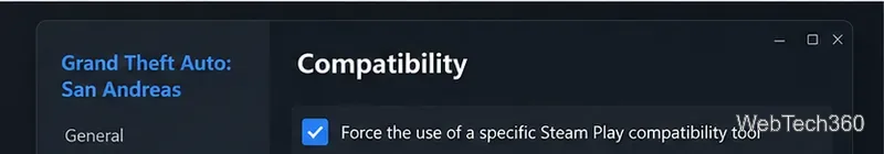 Steam Play互換性ツールオプションを有効にしたSteamゲーム互換性設定