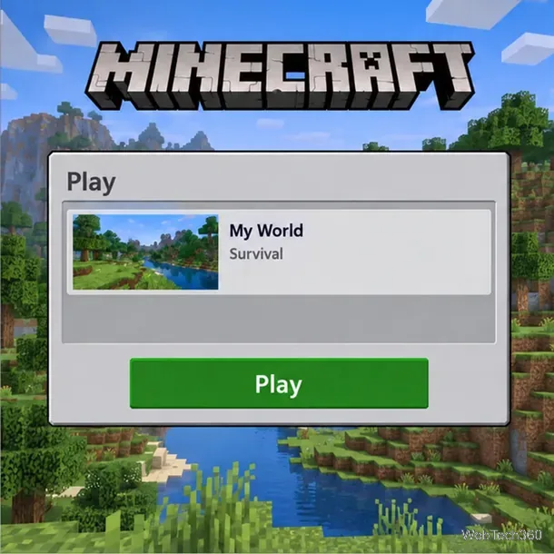Ecranul de joc Minecraft Bedrock care arată o lume de supraviețuire salvată