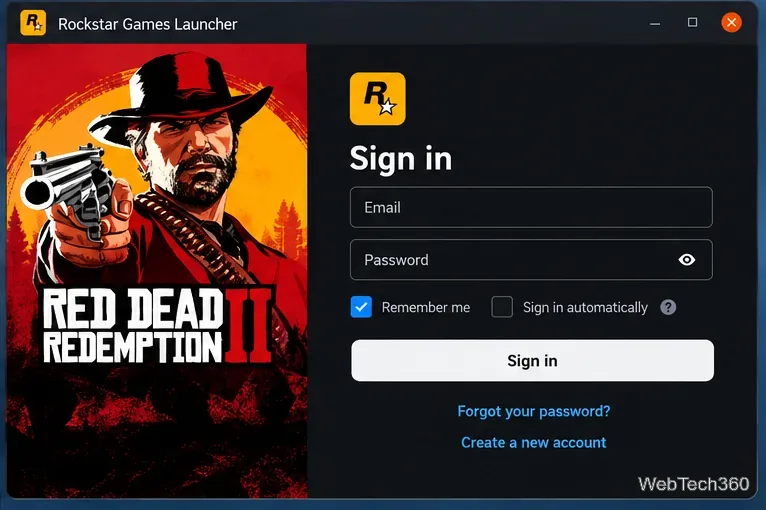 Schermata di accesso di Rockstar Games Launcher utilizzata all'avvio di Red Dead Redemption 2 da Steam su Linux.