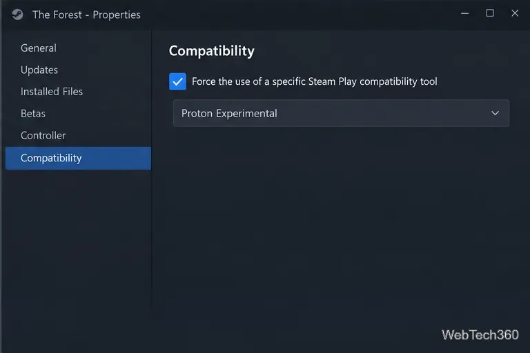 Fila Compatibilitate Proprietăți Pădurii cu un instrument Proton selectat