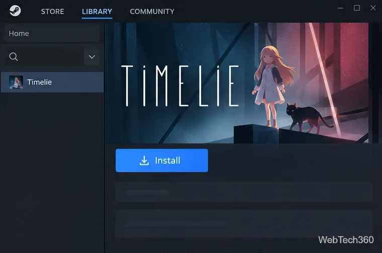 تم تحديد Timelie في مكتبة Steam مع ظهور زر التثبيت