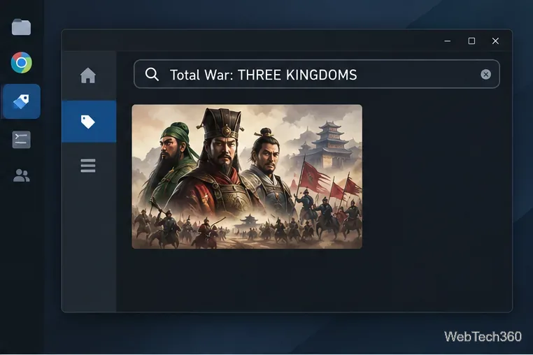 Champ de recherche de type Steam avec Total War : THREE KINGDOMS saisi