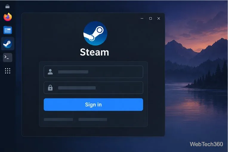 يتم فتح نموذج تسجيل الدخول إلى Steam في نافذة سطح مكتب Linux.