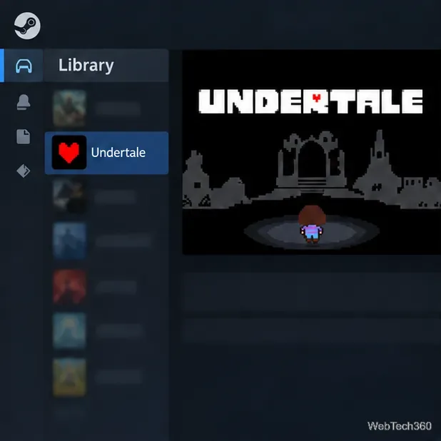 Undertale em destaque na Biblioteca Steam.