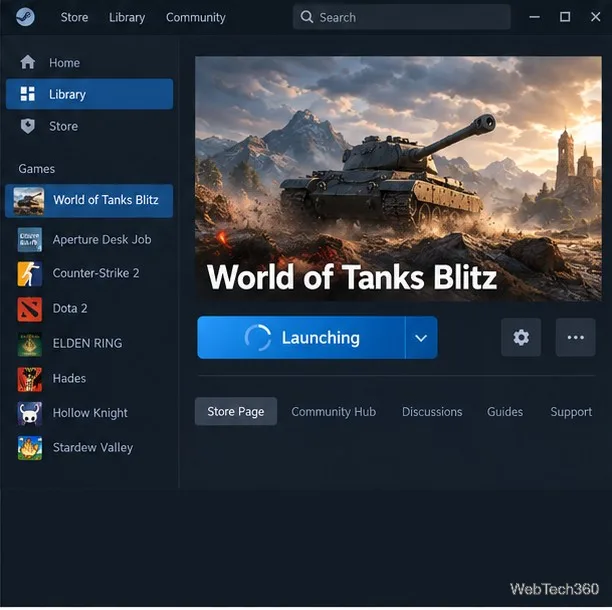 World of Tanks Blitz launching from the Steam Library