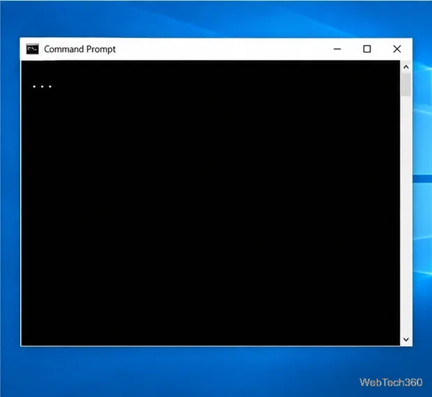 Окно командной строки Windows 10 с коротким индикатором выполнения и в остальном пустой консолью.