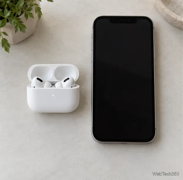 近距離でのセットアップ手順のために、開いた状態のAirPods充電ケースをiPhoneの隣に置きます。