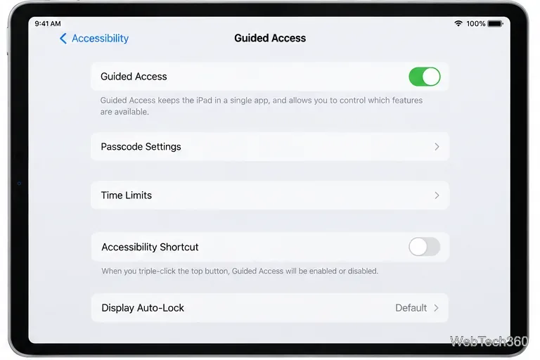 Impostazioni di Accesso Guidato su iPad con la funzione attivata
