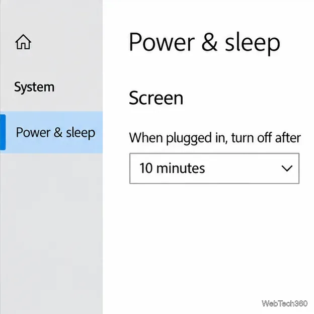 Настройки питания и спящего режима Windows 10 с выпадающим меню «Тайм-аут экрана»