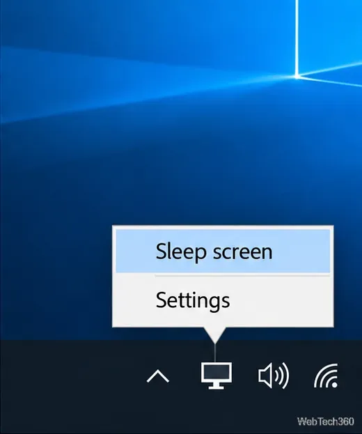 Меню ScreenSleep в трее, при этом экран «Сон» выделен над пунктом «Настройки».