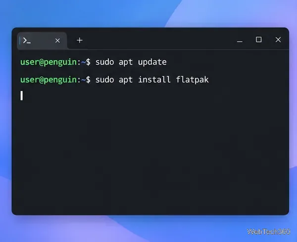 ChromeOS Linuxターミナルでsudo apt updateとsudo apt install flatpakを実行