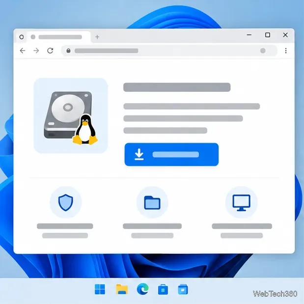 A software publisher download page in a browser with one prominent download control.
