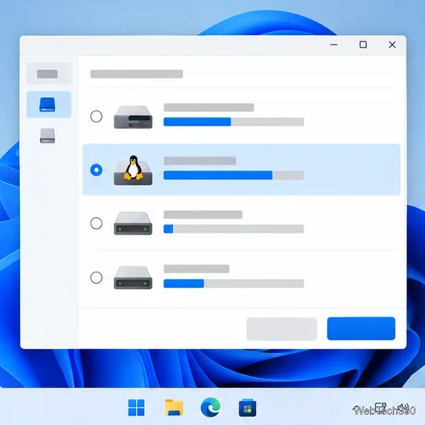 A disk reader lists several volumes and highlights one Linux-formatted partition for selection.