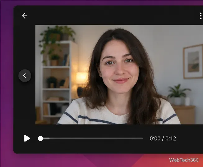 GNOME Camera gallery reviewing a recently recorded webcam clip with playback controls