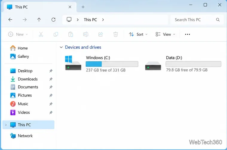Explorateur de fichiers Windows : Vue Ce PC affichant le lecteur C: (Windows) et un lecteur D: (Données) supplémentaire.