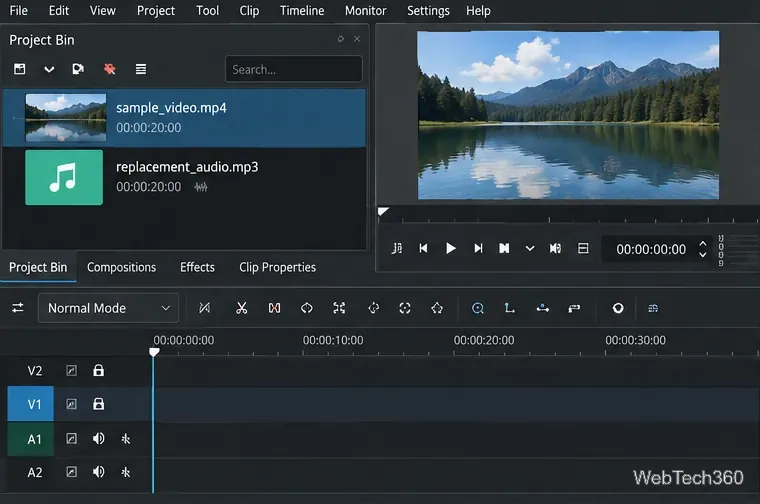 LinuxでKdenliveを使って動画の音声を置き換える方法