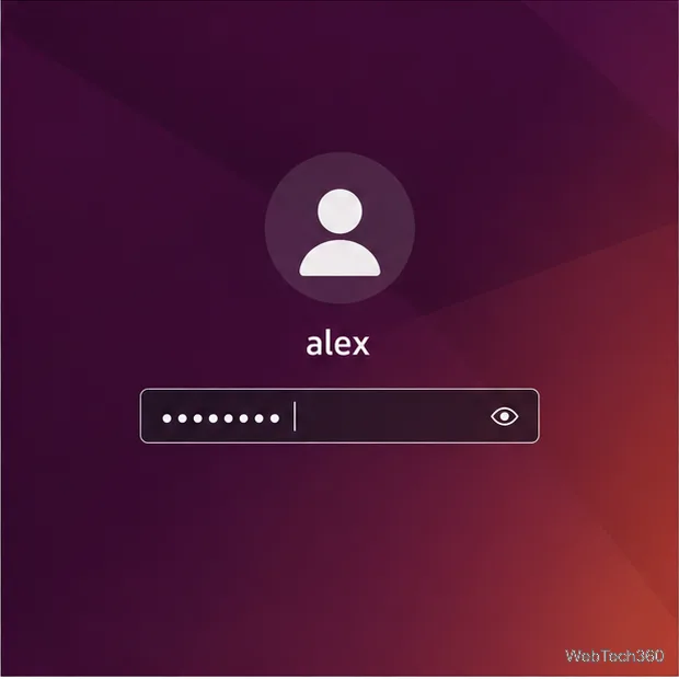 Un écran de connexion Linux affiche le compte alex et un champ de mot de passe.
