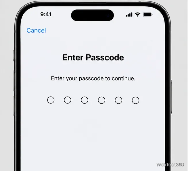iPhone passcode screen shown before opening Face ID settings