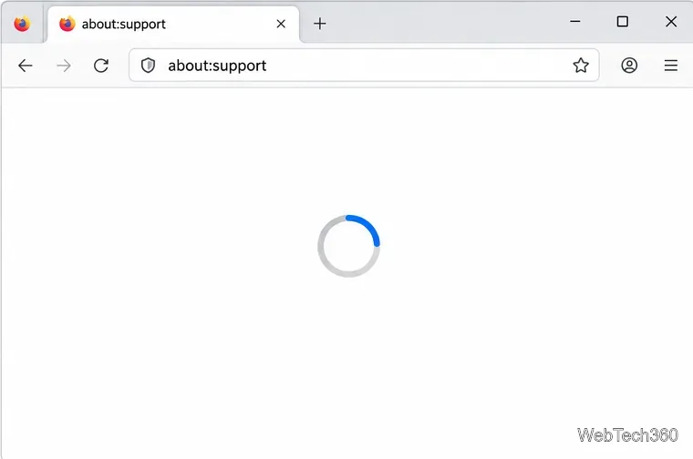 В адресной строке Firefox во время загрузки страницы с информацией для устранения неполадок отображается about:support.